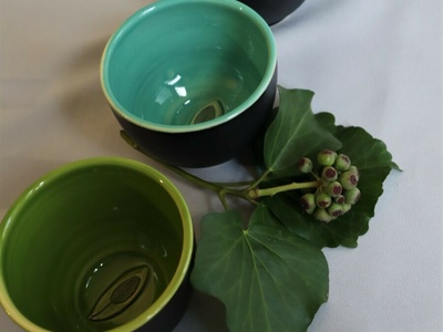 Teáscsésze keleties stílusban - fekete-zöld